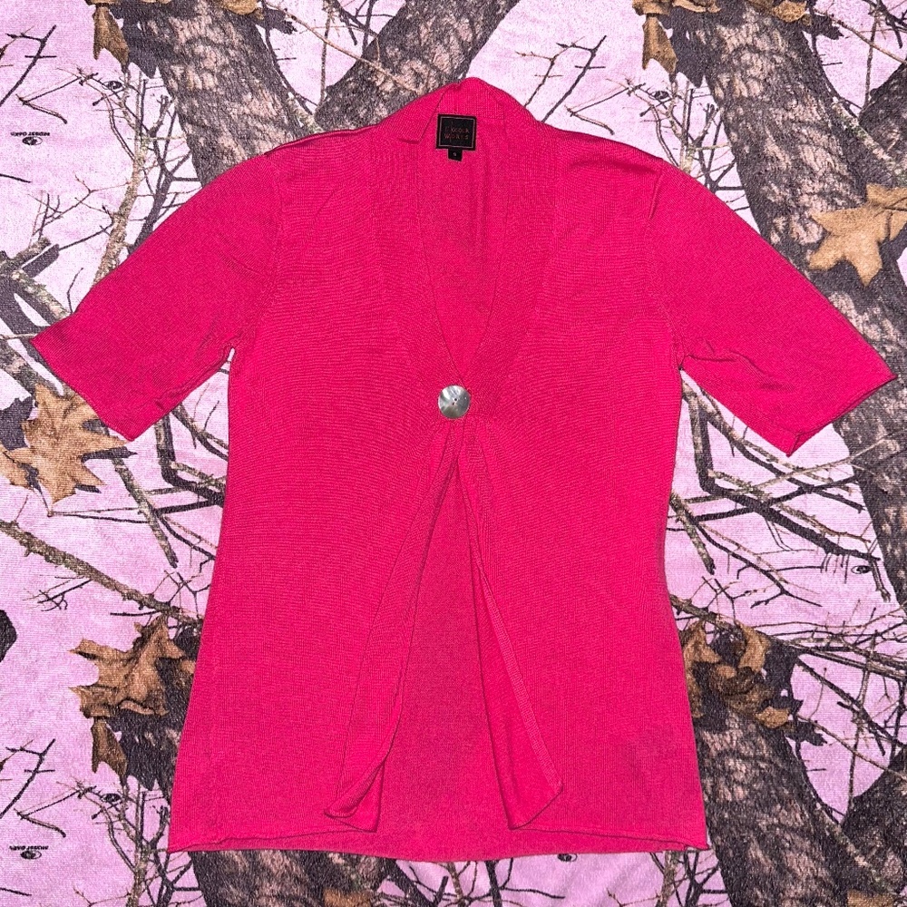 y2k preppy bimbo really cute open front cardigan sweater with sea shell button